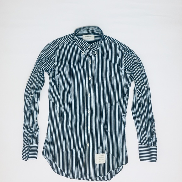 Thom Browne Navy Stripe Casual Shirt (XXS) - Picture 2 of 8